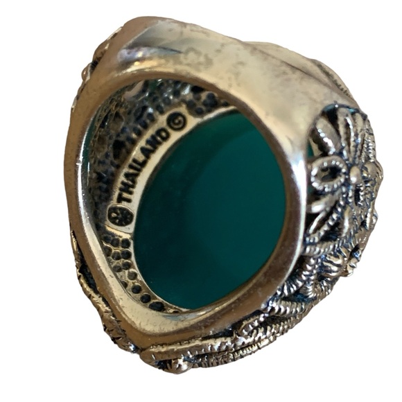 BARSE Thailand Brass Green Faceted Agate Ornate Woman’s Ring Jewelry - Picture 6 of 6